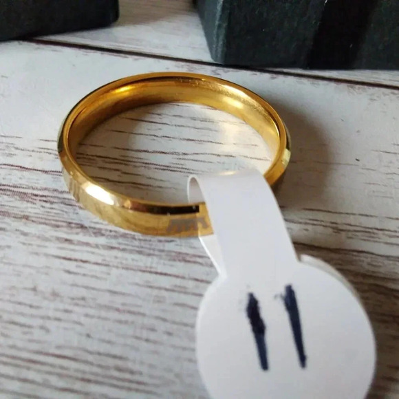 His Queen Gold Tone Stainless Steel Band - Size 11 - Picture 3 of 6